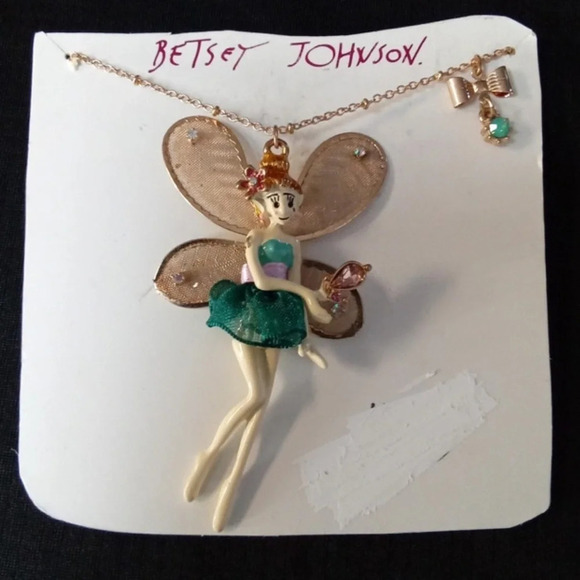 BETSEY JOHNSON Rare Princess Charming Articulated Fairy Charm Necklace NWT - Picture 1 of 4